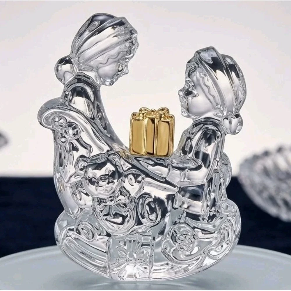 2002 Waterford‎ Marquis Crystal Figurine Elves Packing The Sleigh 3rd in Series